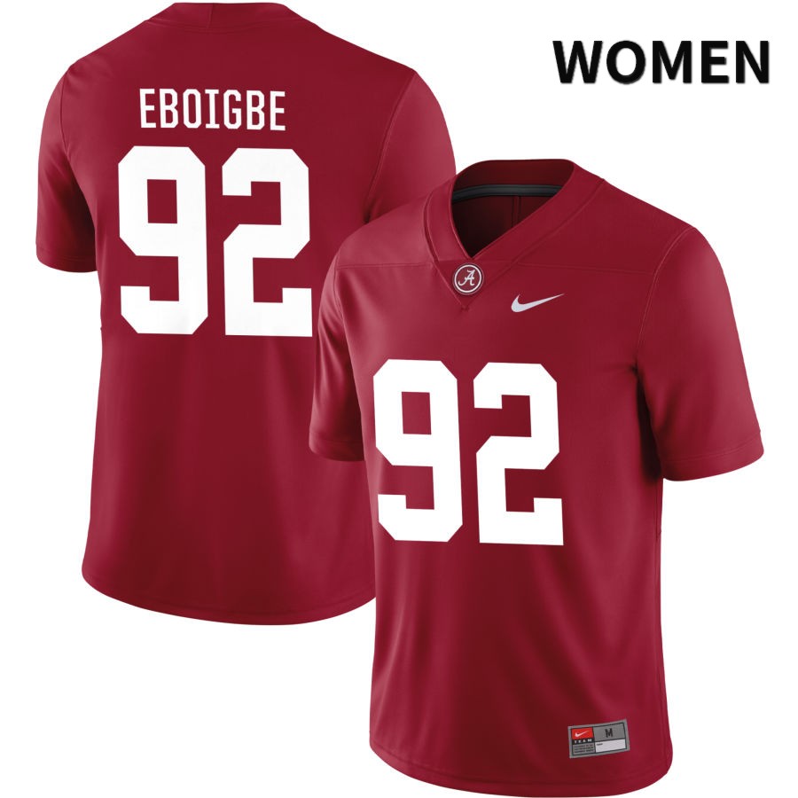 Alabama Crimson Tide Women's Justin Eboigbe #92 NIL Crimson 2022 NCAA Authentic Stitched College Football Jersey SG16Y82WI
